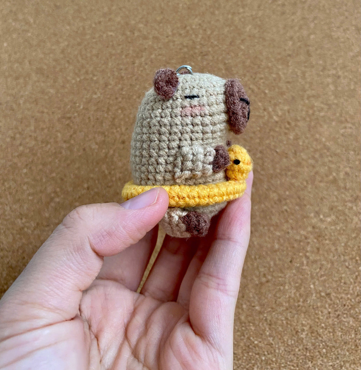 Crochet Capybara & Duck Keychain – Handmade Bag Charm
