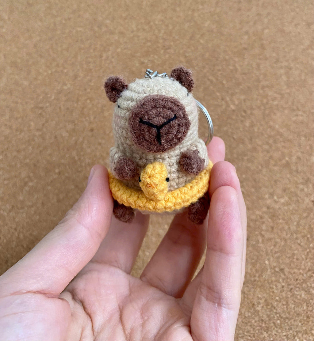 Crochet Capybara & Duck Keychain – Handmade Bag Charm