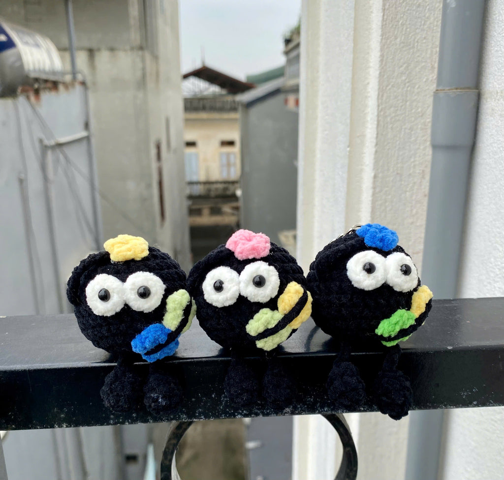 Cute Black Crochet Doll – Handmade Mini Plush