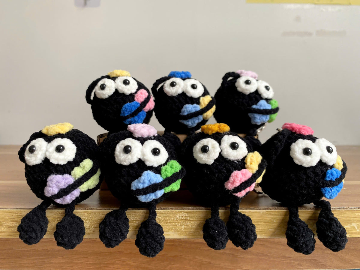 Cute Black Crochet Doll – Handmade Mini Plush