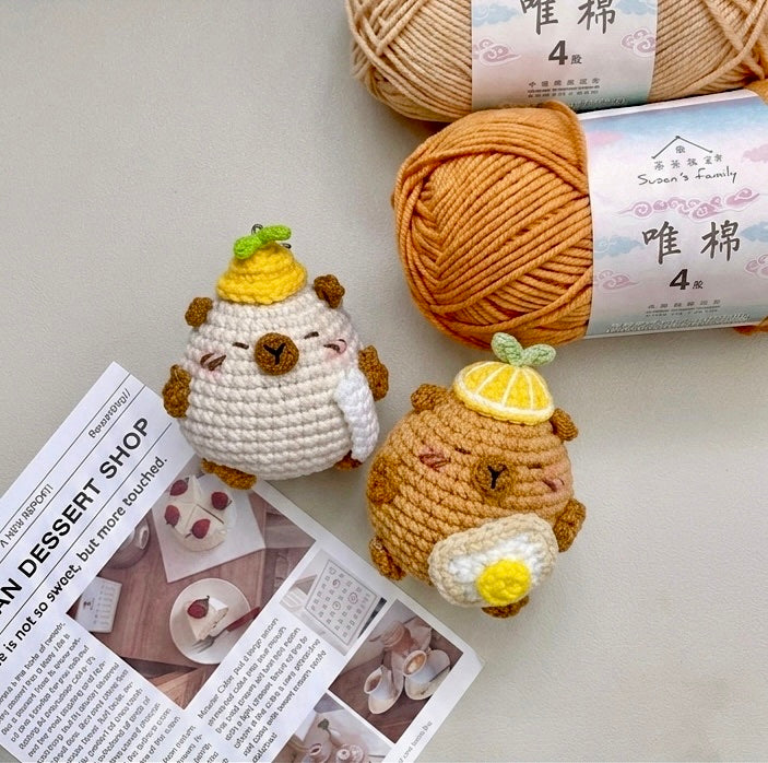 Crochet Capybara Foodie Doll – Handmade Amigurumi Charm
