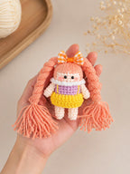 Crochet Pigtail Girl Doll – Handmade Bag Charm