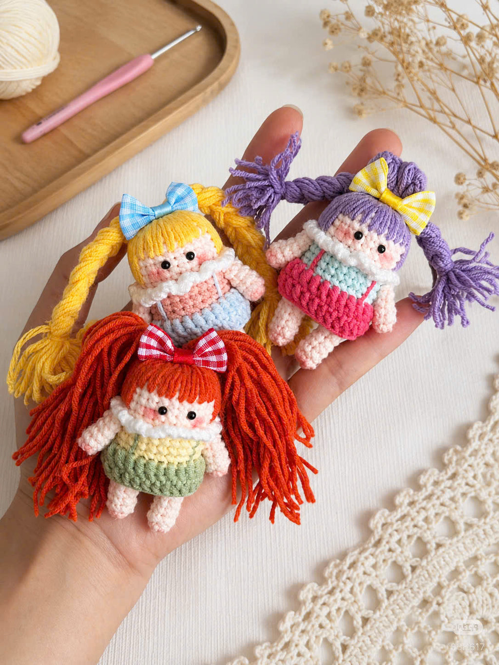 Crochet Pigtail Girl Doll – Handmade Bag Charm